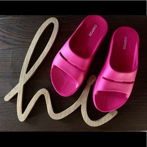 Unisex Pink OOFOS OOAHH slide sandals - M-6 W-7